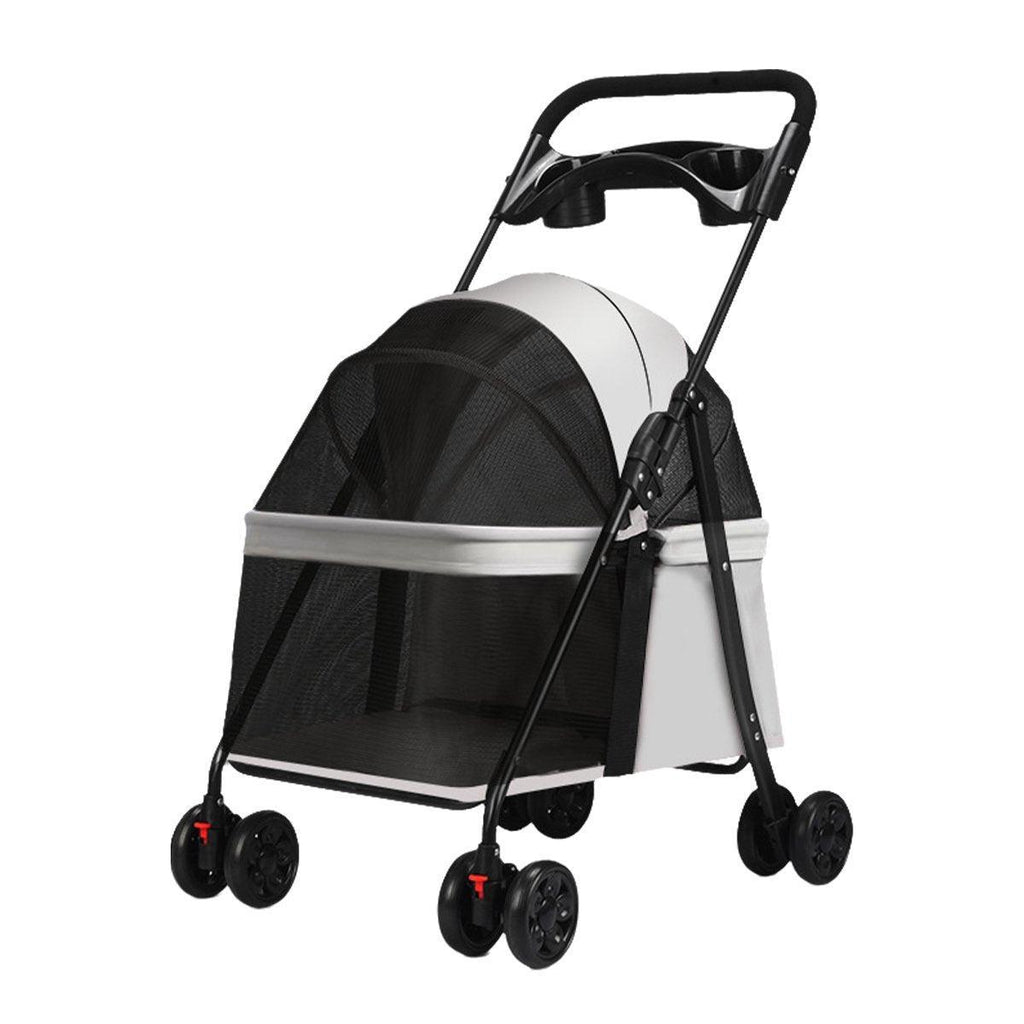 Lightweight Pet Stroller for Cats and Small Dogs Easy Fold Portable Travel Use - Grey