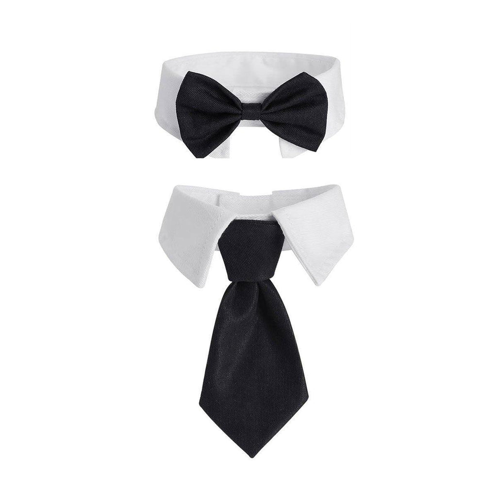 2pcs Pet Bow Tie Collar Dog Cat Suit Dress Accessories Adjustable Neck Strap - L