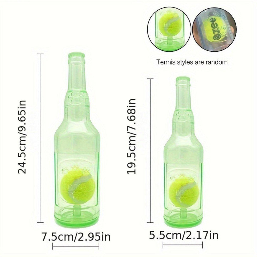 Durable Pet Teething Resistant Tennis Ball Wine Bottle Chew Toy for Dogs Play - Blue-L
