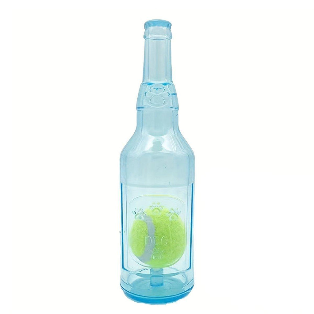 Durable Pet Teething Resistant Tennis Ball Wine Bottle Chew Toy for Dogs Play - Blue-S