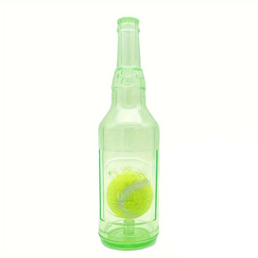 Durable Pet Teething Resistant Tennis Ball Wine Bottle Chew Toy for Dogs Play - Red-L