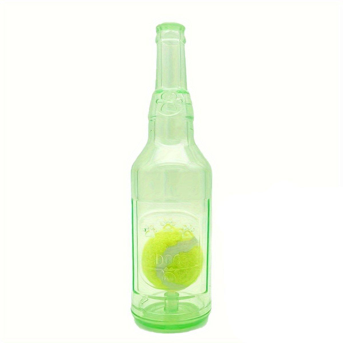 Durable Pet Teething Resistant Tennis Ball Wine Bottle Chew Toy for Dogs Play - Red-L