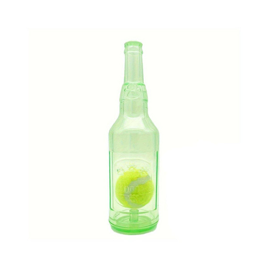 Durable Pet Teething Resistant Tennis Ball Wine Bottle Chew Toy for Dogs Play - Red-S