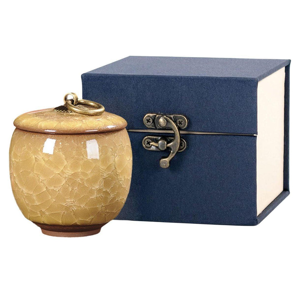 Small Pet Urn for Ashes Memorial Keepsake Urns for Dog Cat Cremation Remains - Yellow