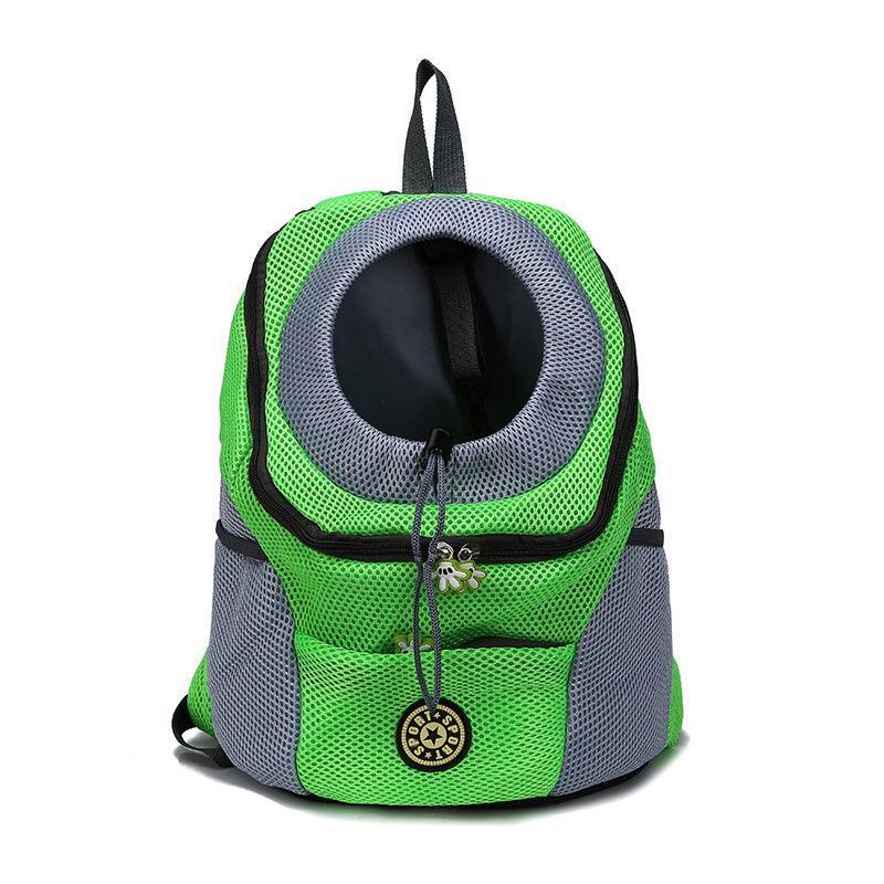 L Size Puppy Travel Mesh Pet Dog Carrier Backpack Front Travel Portable Shoulder Bag - Green