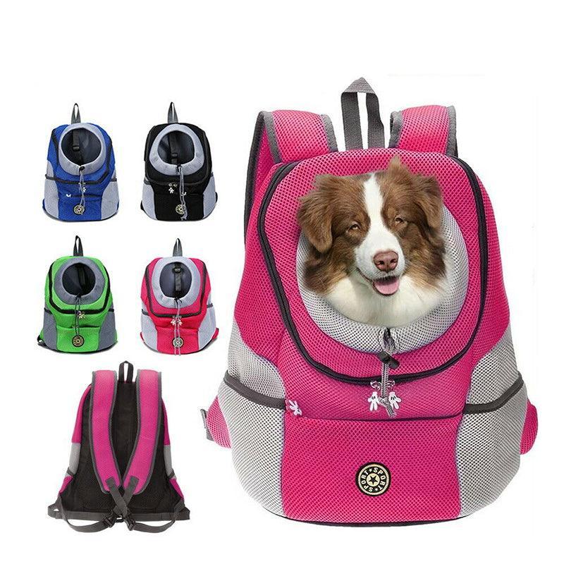 L Size Puppy Travel Mesh Pet Dog Carrier Backpack Front Travel Portable Shoulder Bag - Rose Red