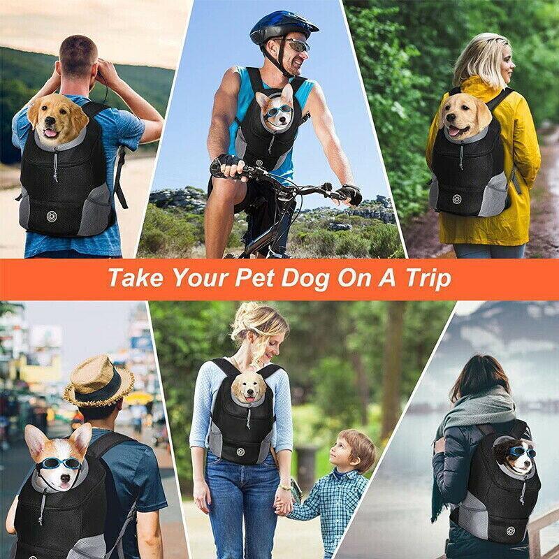 S Size Puppy Travel Mesh Pet Dog Carrier Backpack Front Travel Portable Shoulder Bag - Black