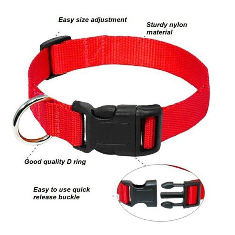 L Size Dog Puppy Pet Collar Adjustable Nylon Toy Large Pink Blue Red Black - Black