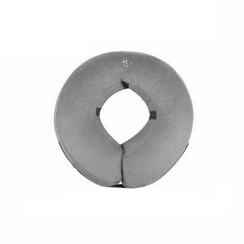 Grey Pet Dog Inflatable Soft Healing Collar Cone Wound Medical Cat Protective Jackets - L (40*40CM)