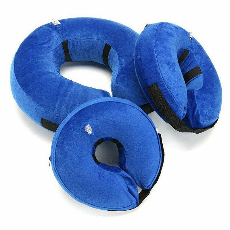 Grey Pet Dog Inflatable Soft Healing Collar Cone Wound Medical Cat Protective Jackets - L (40*40CM)