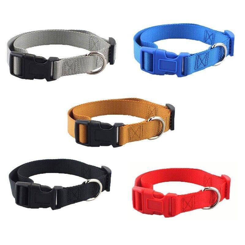 L Size Dog Puppy Pet Collar Adjustable Nylon Toy Large Pink Blue Red Black - Red