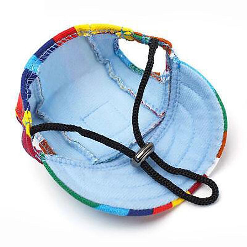 Dog Baseball Cap Outdoor Pet Sun Hat Summer Canvas Visor Puppy M Size - Denim Blue