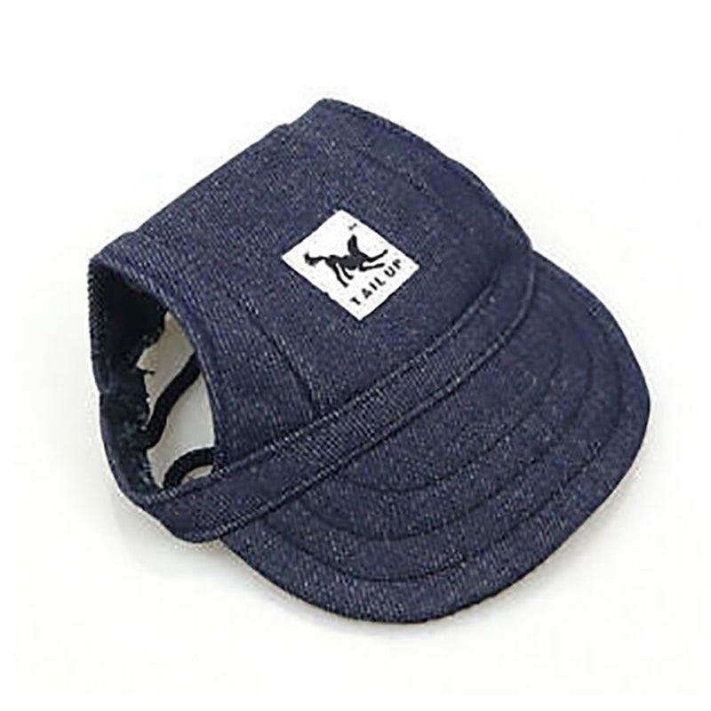 Dog Baseball Cap Outdoor Pet Sun Hat Summer Canvas Visor Puppy M Size - Denim Blue