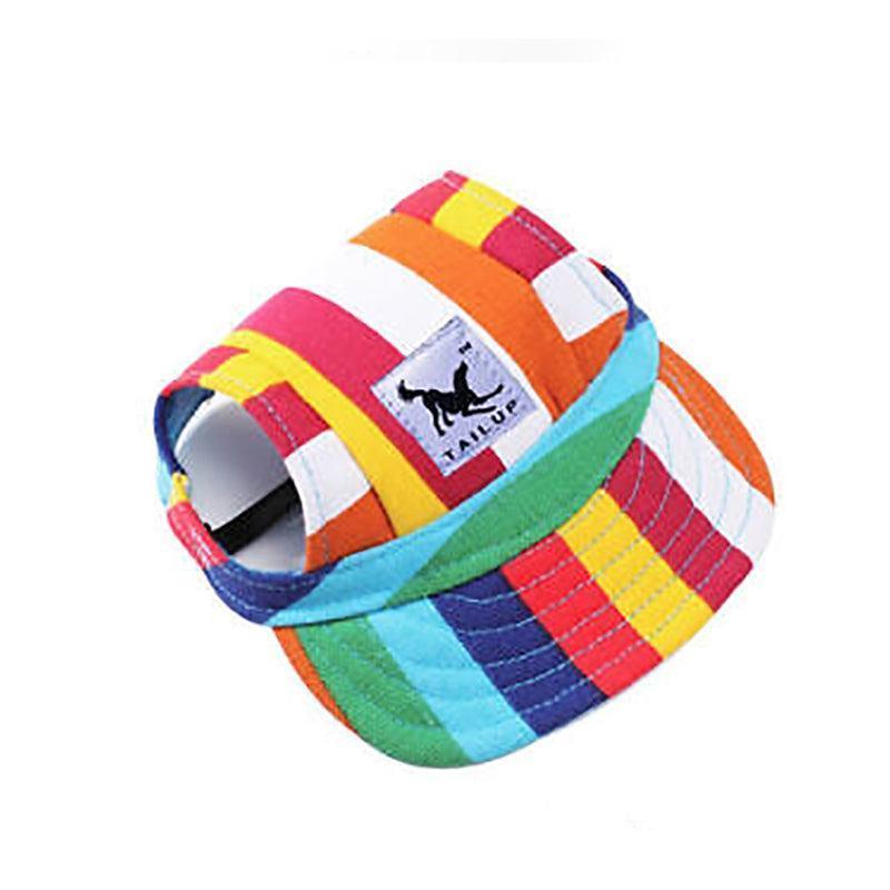 Dog Baseball Cap Outdoor Pet Sun Hat Summer Canvas Visor Puppy L - Stripe