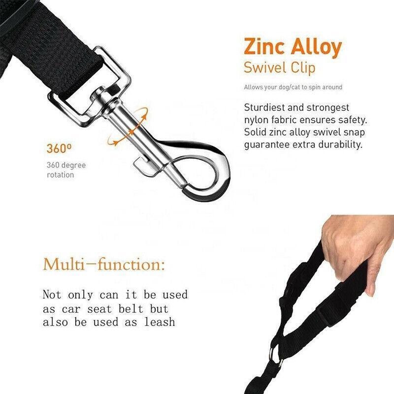 Adjustable Pet Dog Car Clip Lead Harness Strap for Vehicle Travel Restraint Use - Green