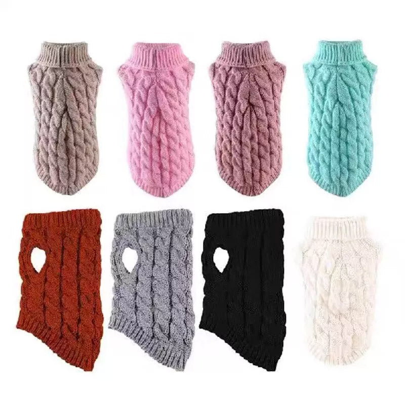 Puppy Dog Jumper Winter Warm Knitted Sweater Pet Clothes Small Dogs Coat Thermal S Size - Black