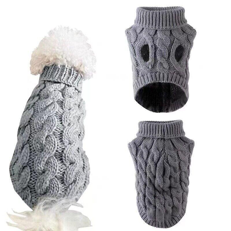 Puppy Dog Jumper Winter Warm Knitted Sweater Pet Clothes Small Dogs Coat Thermal L Size - Blue