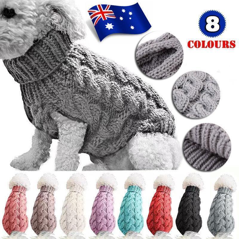 Puppy Dog Jumper Winter Warm Knitted Sweater Pet Clothes Small Dogs Coat Thermal L Size - Pink