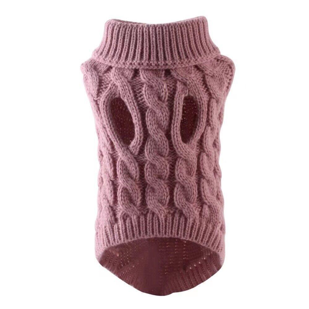 Puppy Dog Jumper Winter Warm Knitted Sweater Pet Clothes Small Dogs Coat Thermal L Size - White