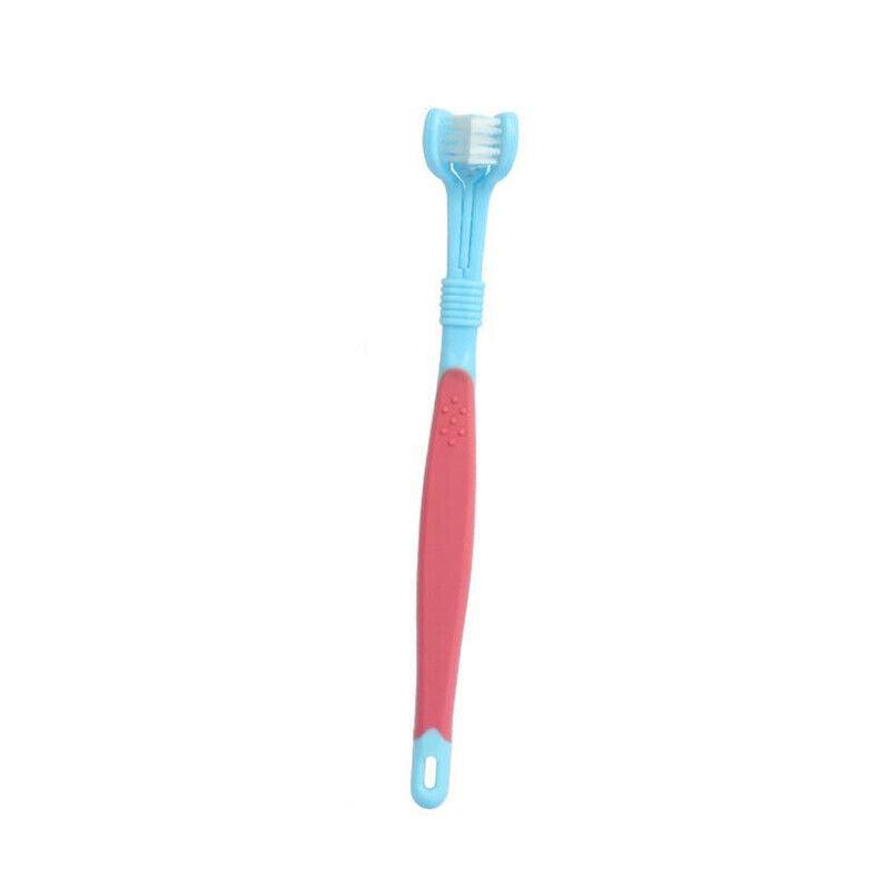 Three Sided Dog Toothbrush Pet Cat Teeth Cleaning Tool Oral Mouth Care Soft Bristle - Orange