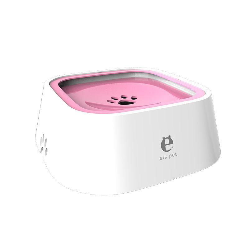 1.5L Pet Water Bowl No-Spill Design Slow Drinking Feeder with Non-Slip Base - White