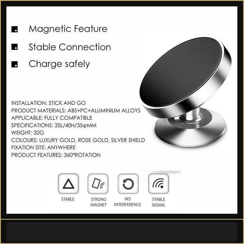 360-Degree Car Phone Holder Dashboard Mount Stand Cradle for Flat Surface - Silver