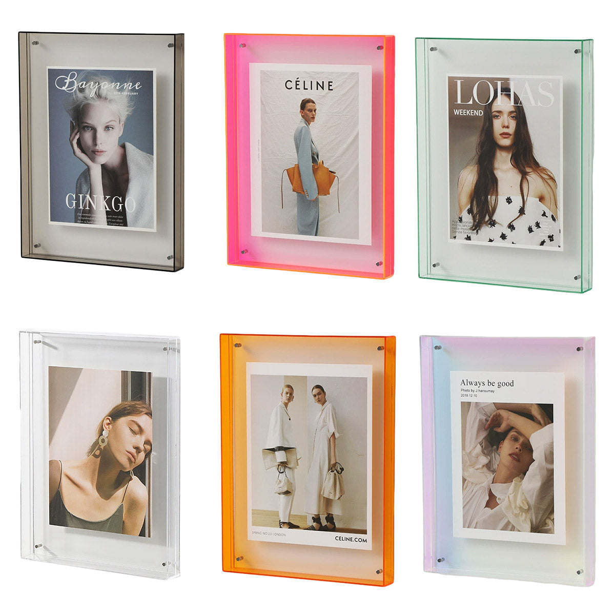 Acrylic Photo Frame Double-Sided Clear Display with Screw Mount – 16x21cm - Green