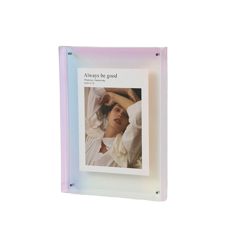 Acrylic Photo Frame Double-Sided Clear Display with Screw Mount – 16x21cm - Grey