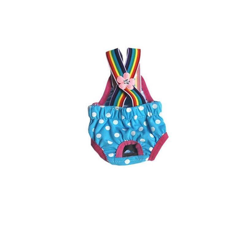 Female Pet Dog Cat Puppy Pant Menstrual Sanitary Nappy Diaper Wrap Underwear Blue - S