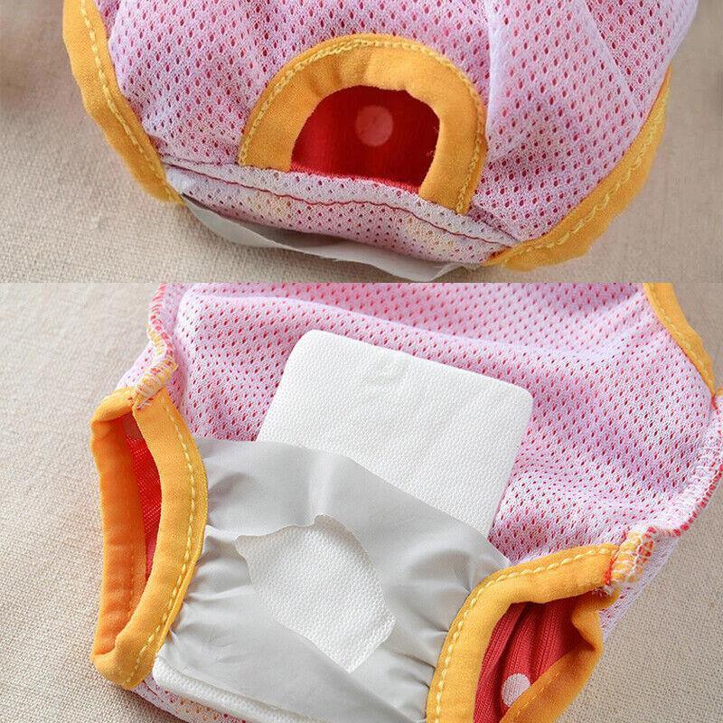 Female Pet Dog Cat Puppy Pant Menstrual Sanitary Nappy Diaper Wrap Underwear Pink - XXS