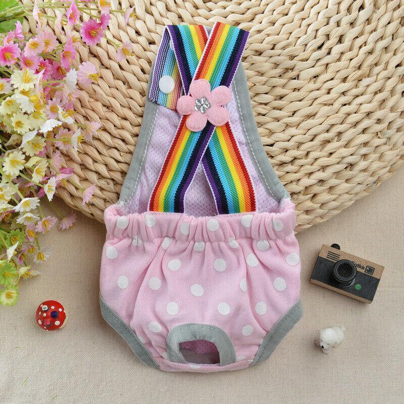 Female Pet Dog Cat Puppy Pant Menstrual Sanitary Nappy Diaper Wrap Underwear Pink - XXS