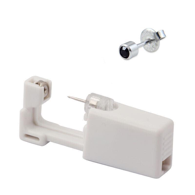 Disposable Sealed Ear Piercing Gun Kit Tool With 316L Stud Bone With Gem 1Pc - Black