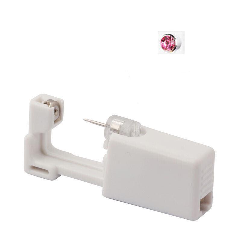 Disposable Sealed Ear Piercing Gun Kit Tool With 316L Stud Bone With Gem 1Pc - Pink