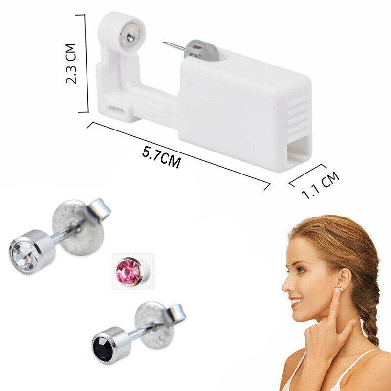Disposable Sealed Ear Piercing Gun Kit Tool With 316L Stud Bone With Gem 1Pc - White