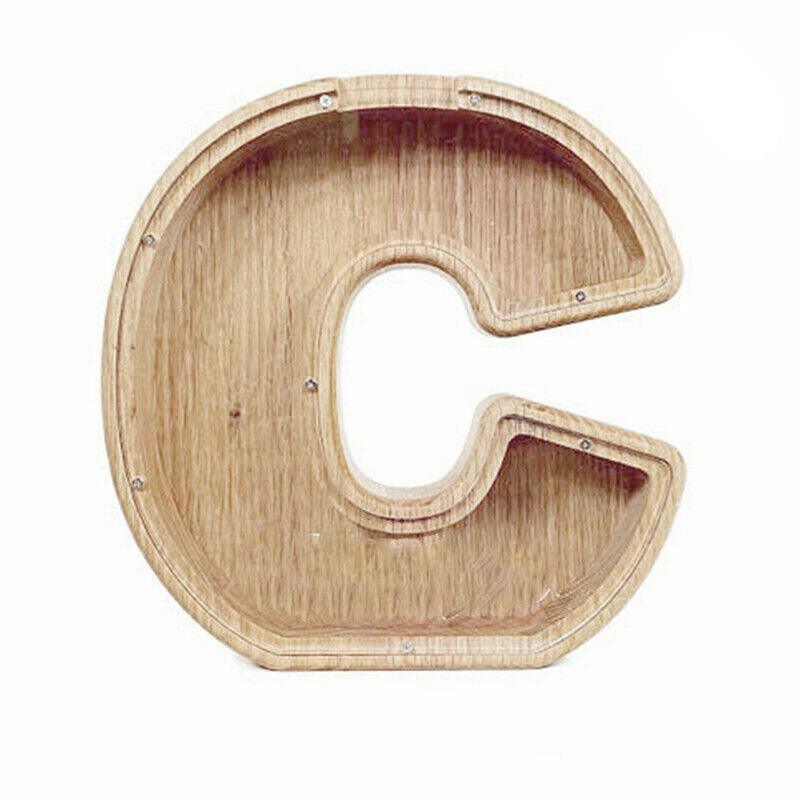Wooden Piggy Bank Funny Letter or Guitar Coin Saving Money Box A–Z Gift Idea - X