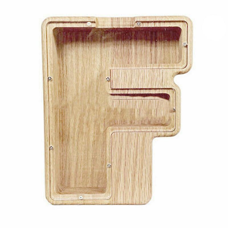 Wooden Piggy Bank Funny Letter or Guitar Coin Saving Money Box A–Z Gift Idea - X
