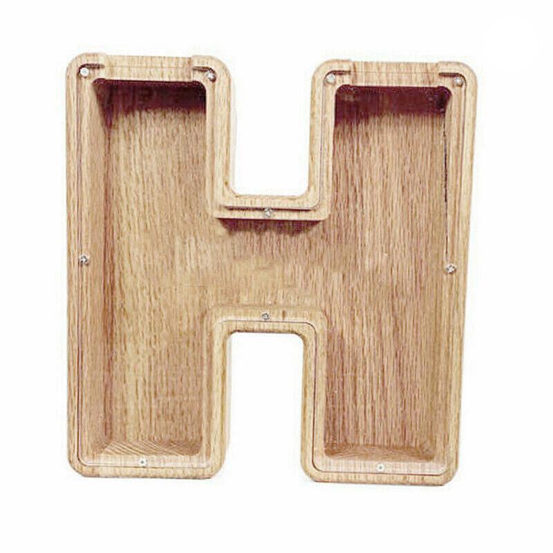 Wooden Piggy Bank Funny Letter or Guitar Coin Saving Money Box A–Z Gift Idea - D