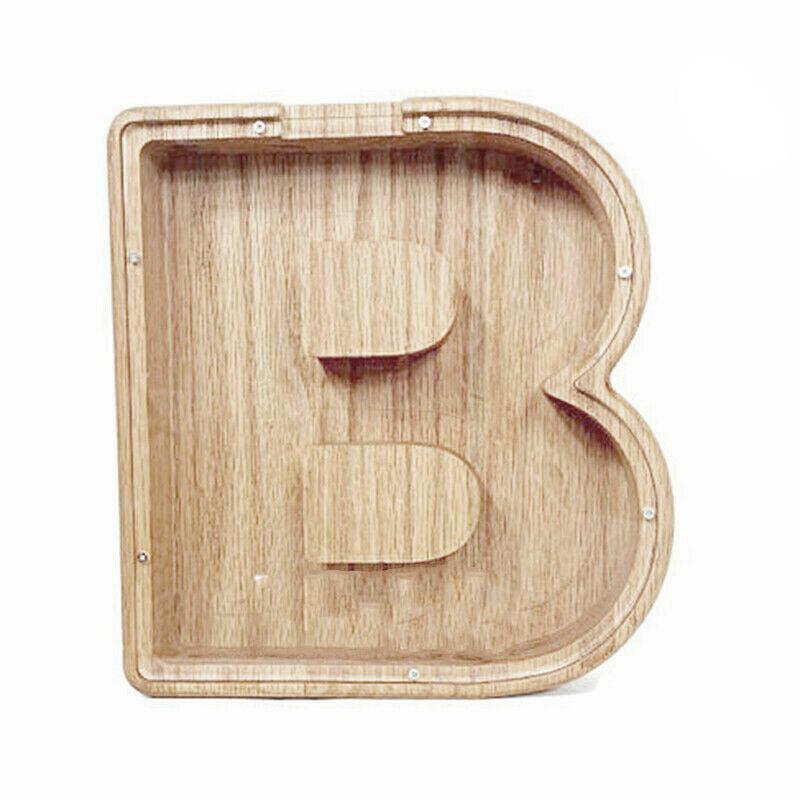 Wooden Piggy Bank Funny Letter or Guitar Coin Saving Money Box A–Z Gift Idea - N