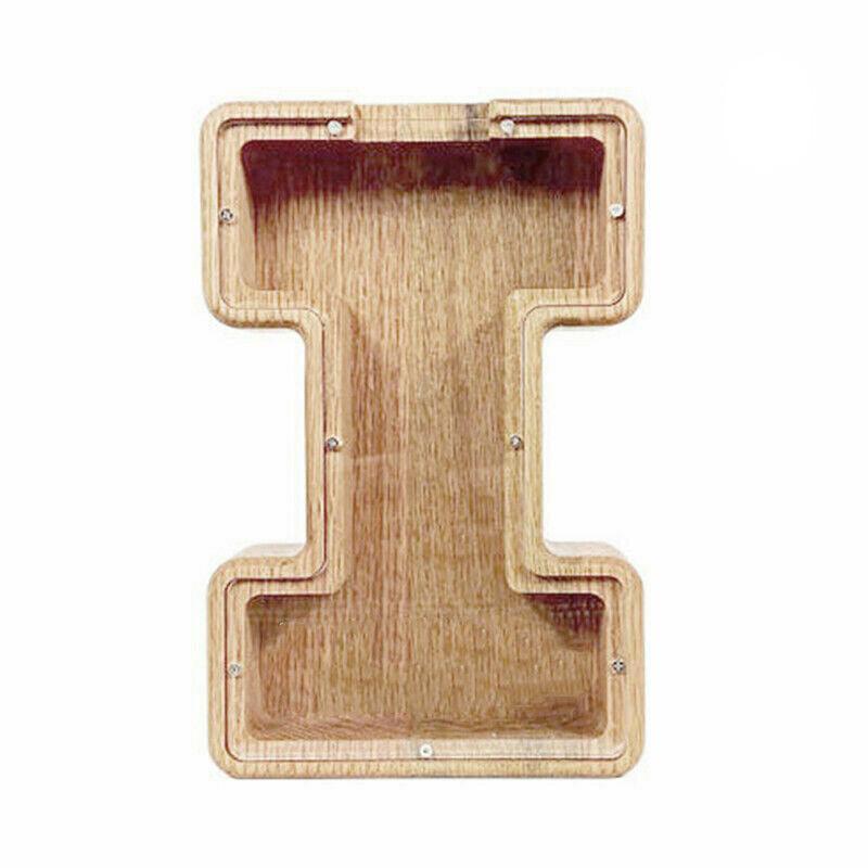 Wooden Piggy Bank Funny Letter or Guitar Coin Saving Money Box A–Z Gift Idea - P