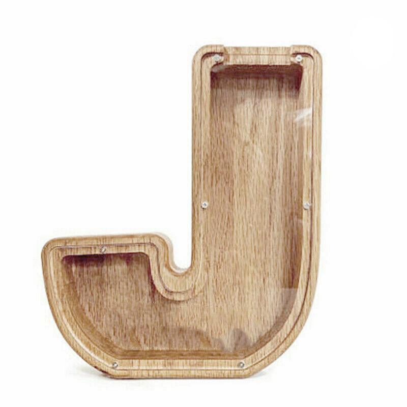Wooden Piggy Bank Funny Letter or Guitar Coin Saving Money Box A–Z Gift Idea - P