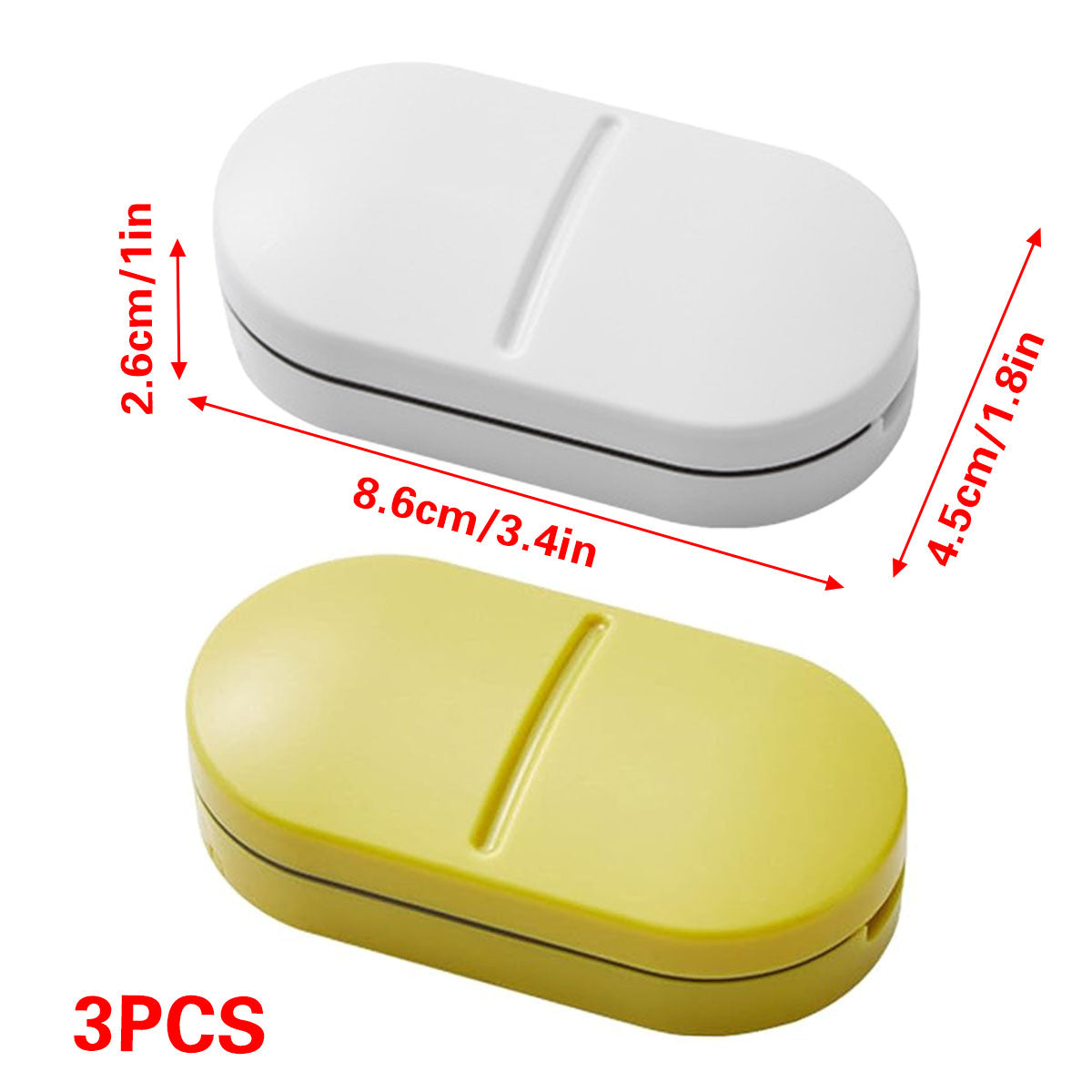 3PCS Tablet Cutter Pill Splitter Portable Medicine Box Pill Organizer Divider - White