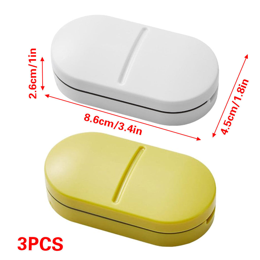3PCS Tablet Cutter Pill Splitter Portable Medicine Box Pill Organizer Divider - Yellow