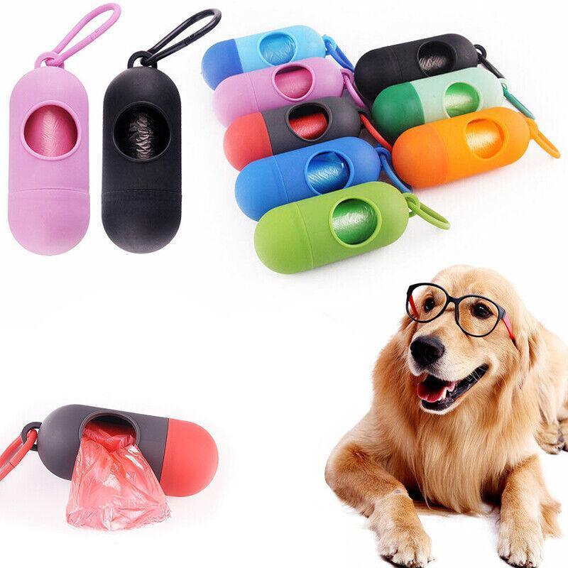Portable Dog Waste Bag Dispenser with Refill Rolls for Pet Walking Cleanup - Light Green + Dark Green