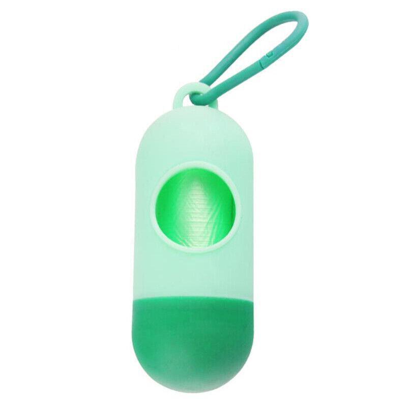 Portable Dog Waste Bag Dispenser with Refill Rolls for Pet Walking Cleanup - Grey + Red