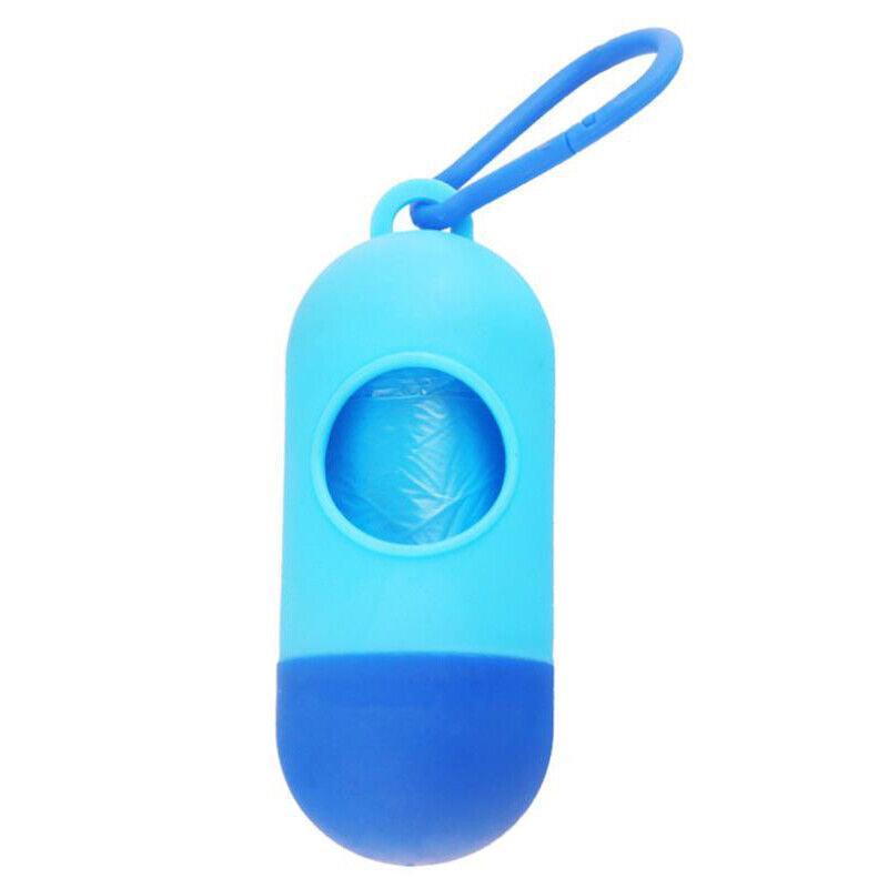 Portable Dog Waste Bag Dispenser with Refill Rolls for Pet Walking Cleanup - Grey + Red