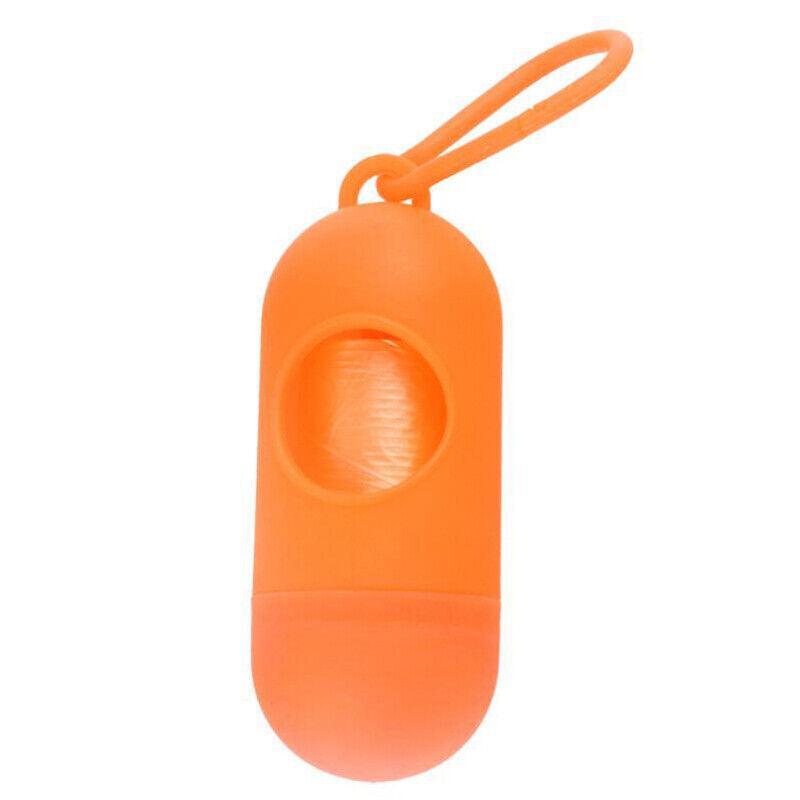 Portable Dog Waste Bag Dispenser with Refill Rolls for Pet Walking Cleanup - Grey + Red