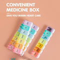 7 Day Weekly Pill Organizer Box with Push Button Rainbow Compartments Travel Case