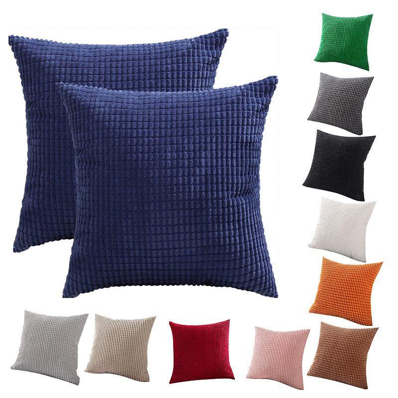45X45 Plain Solid Colour Cushion Cover Decorative Pillow Case Home Multicoloured - Black