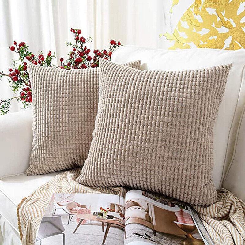 45X45 Plain Solid Colour Cushion Cover Decorative Pillow Case Home Multicoloured - Black