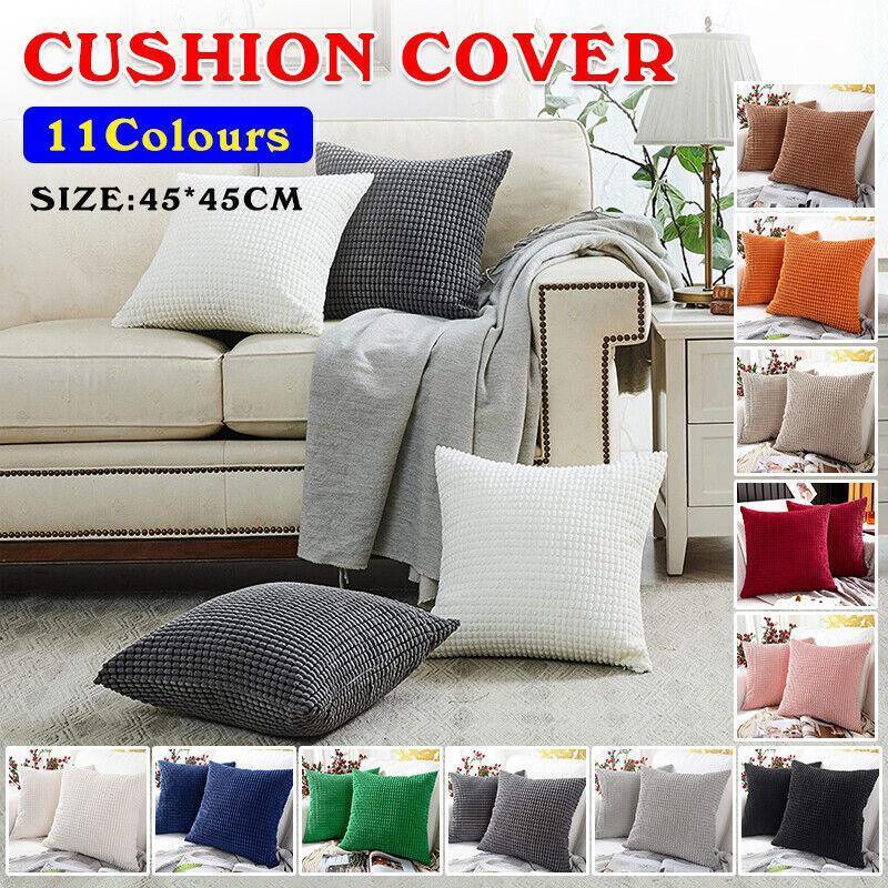45X45 Plain Solid Colour Cushion Cover Decorative Pillow Case Home Multicoloured - Pink